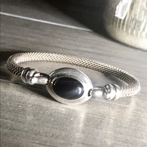 Sterling Silver Onyx Bracelet Designer Bangle .925